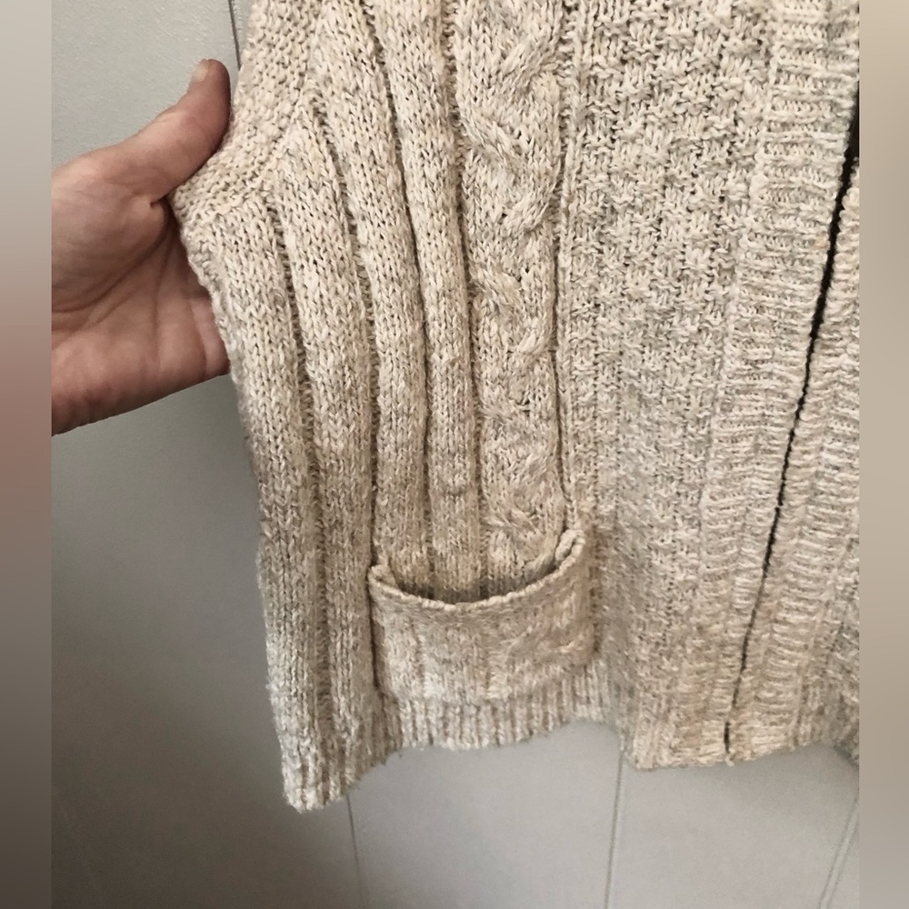 Vintage LizWear Sweater Vest Cardigan Zip Crop Oatmeal Cotton Blend Medium Y2K - Picture 3 of 6